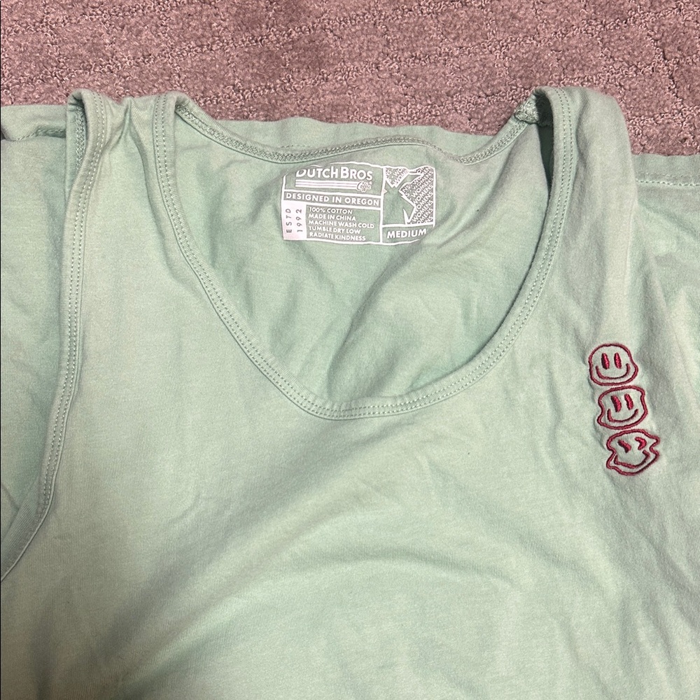 Dutch Bros Light Green Sleeveless Top